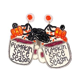 NWT Beaded Coffee Mug Pumpkin Spice Fall Earrings